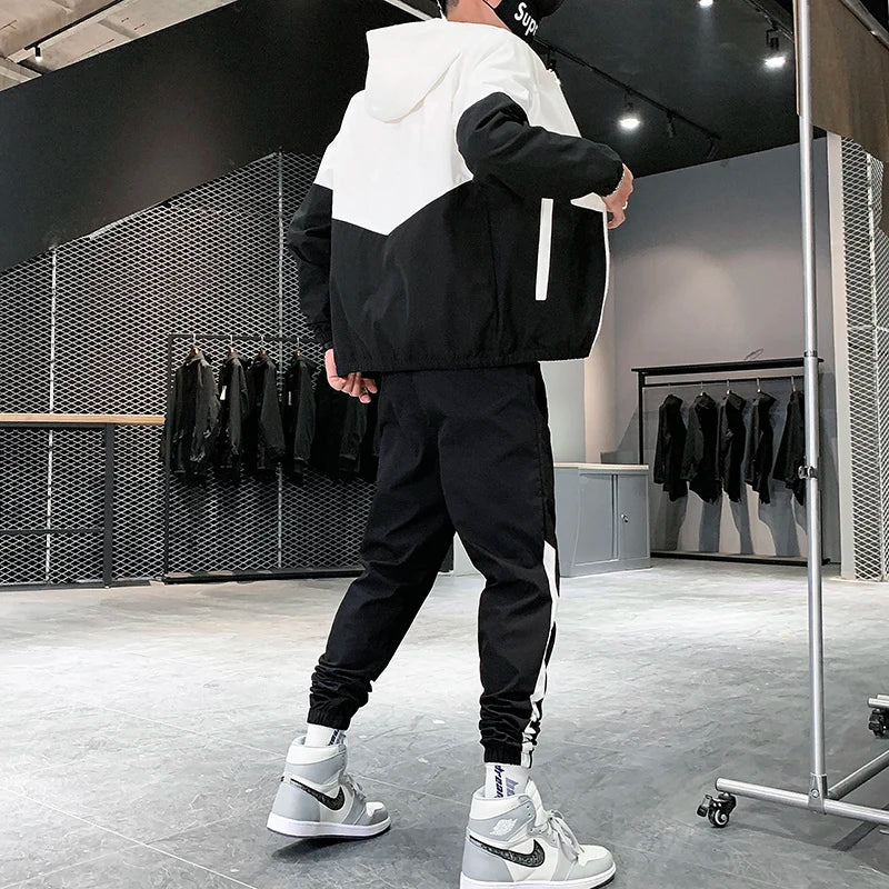 Tuta Sportiva Uomo 2026 Completo Casual Con Giacca E Pantaloni Con Cappuccio Set 2 Pezzi Hip Hop Per Corsa E Sport