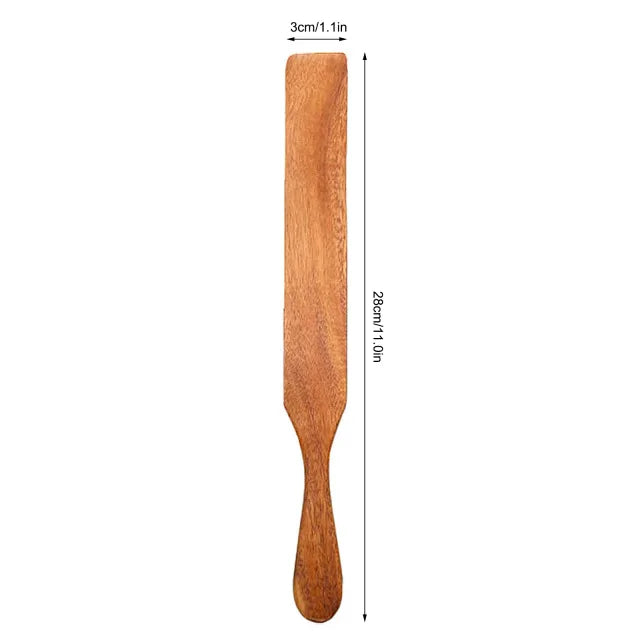 Set Da 5 Pezzi Di Spatole Scanalate In Teak Naturale Per Mescolare Utensili Da Cucina In Legno Resistente Al Calore