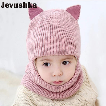 Cappellino Passamontagna Invernale Per Neonati E Bambini Con Fodera In Pile E Orecchie Da Gatto HT073