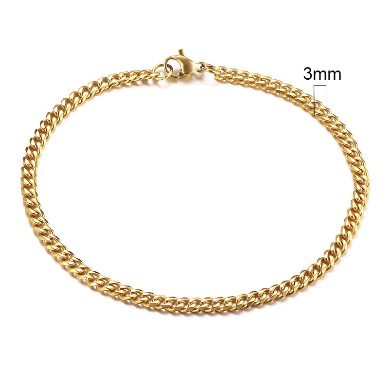 Bracciale Uomo Miami Curb Catena Grossa 3 A 11 Mm In Acciaio Inossidabile Cinturino Cubano Punk Classico