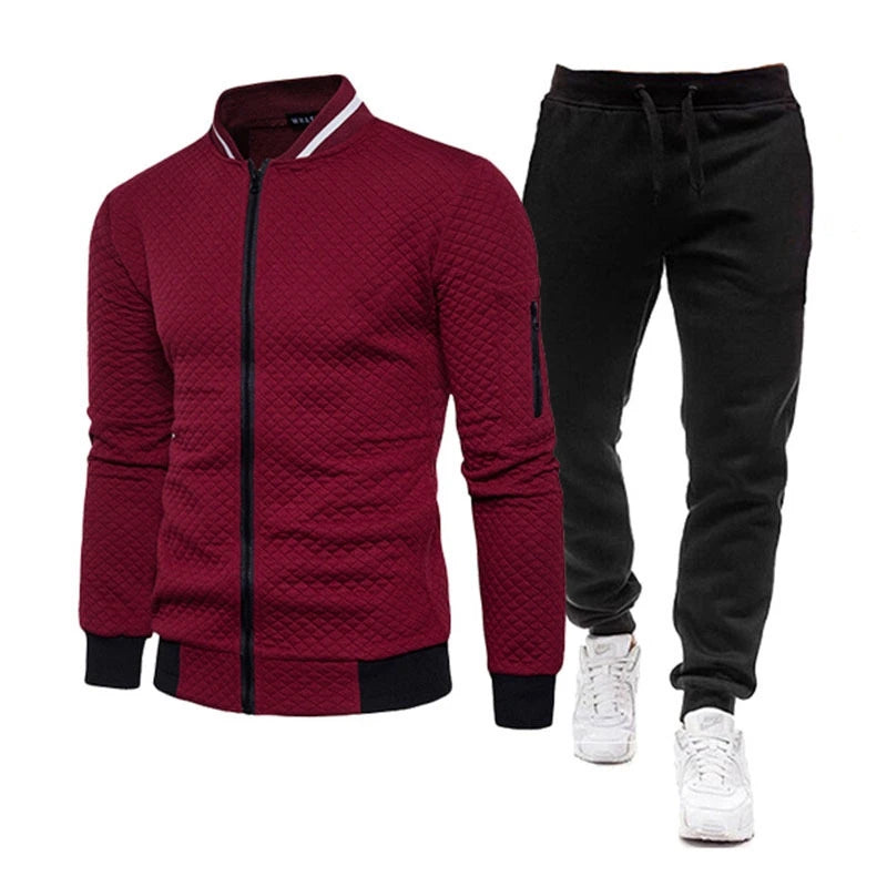 Set di abbigliamento sportivo da uomo Tuta da uomo di marca Abbigliamento sportivo da fitness Due pezzi Giacca a maniche lunghe + Pantaloni Tuta da uomo casual