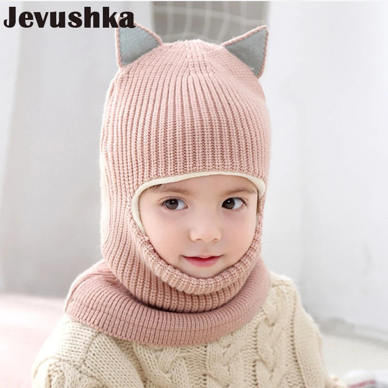 Cappellino Passamontagna Invernale Per Neonati E Bambini Con Fodera In Pile E Orecchie Da Gatto HT073
