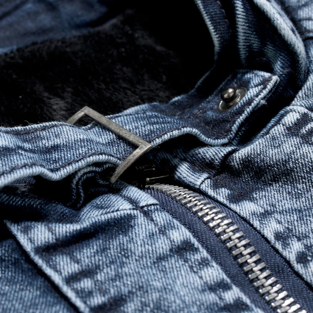 Giacca Jeans Uomo Denim Streetwear Primavera Autunno Collo Mandarino Slim Fit Capispalla