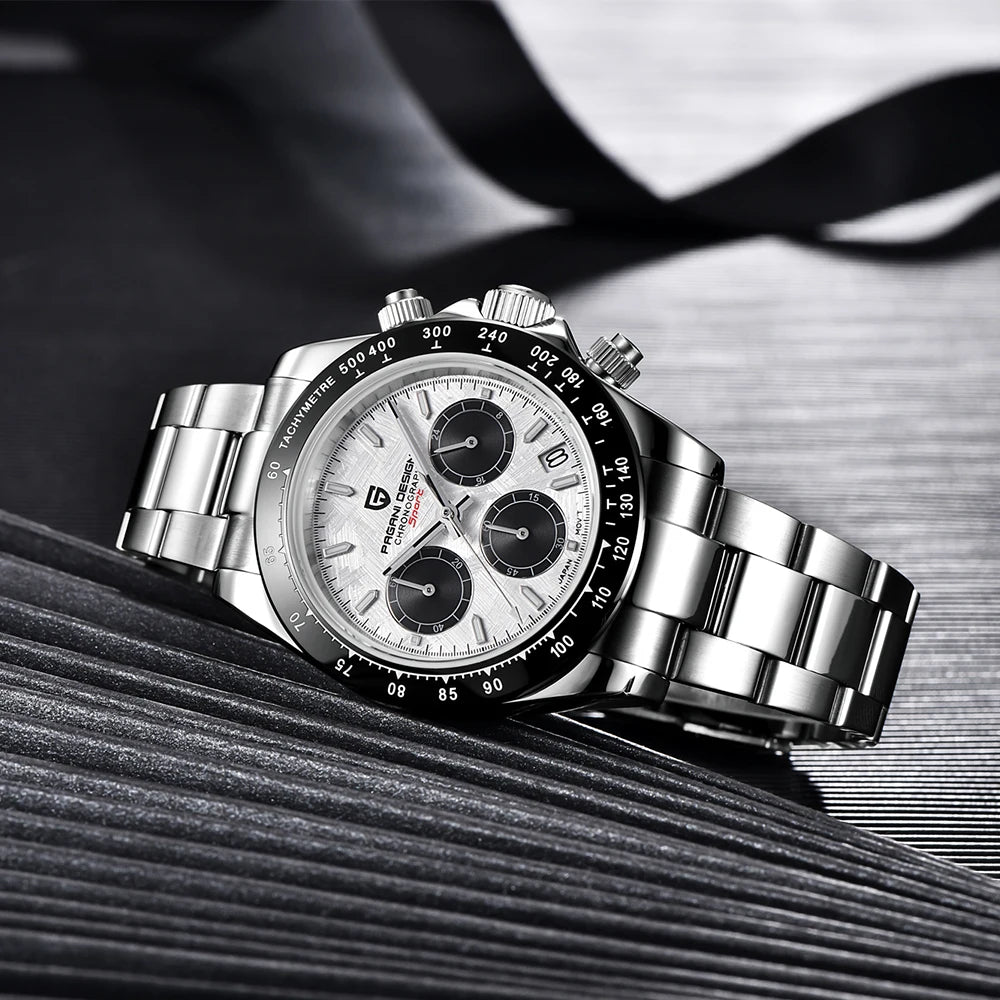 Pagani Design PD 1644 Orologio Da Uomo Con Quadrante Meteoritico E Vetro Zaffiro Quarzo 100M Cronografo