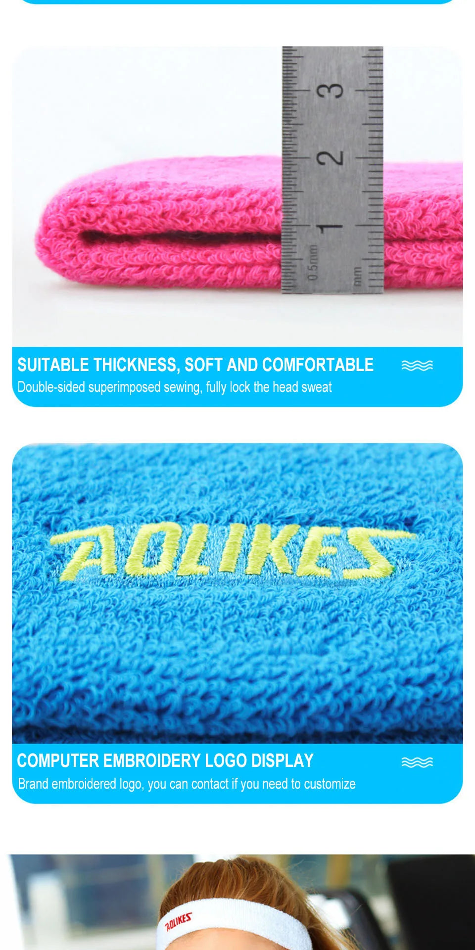 Fascia Sudore In Cotone Alta Qualità Unisex Per Yoga Tennis Pallavolo Fronte Asciutta Comfort Duraturo