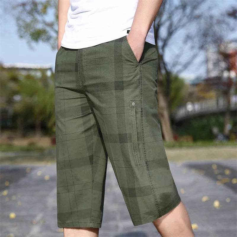 Pantaloncini Cargo Uomo Plus Size 6XL Lunghezza Al Ginocchio Cotone Elasticizzato Tasche Militari Bermuda Capri