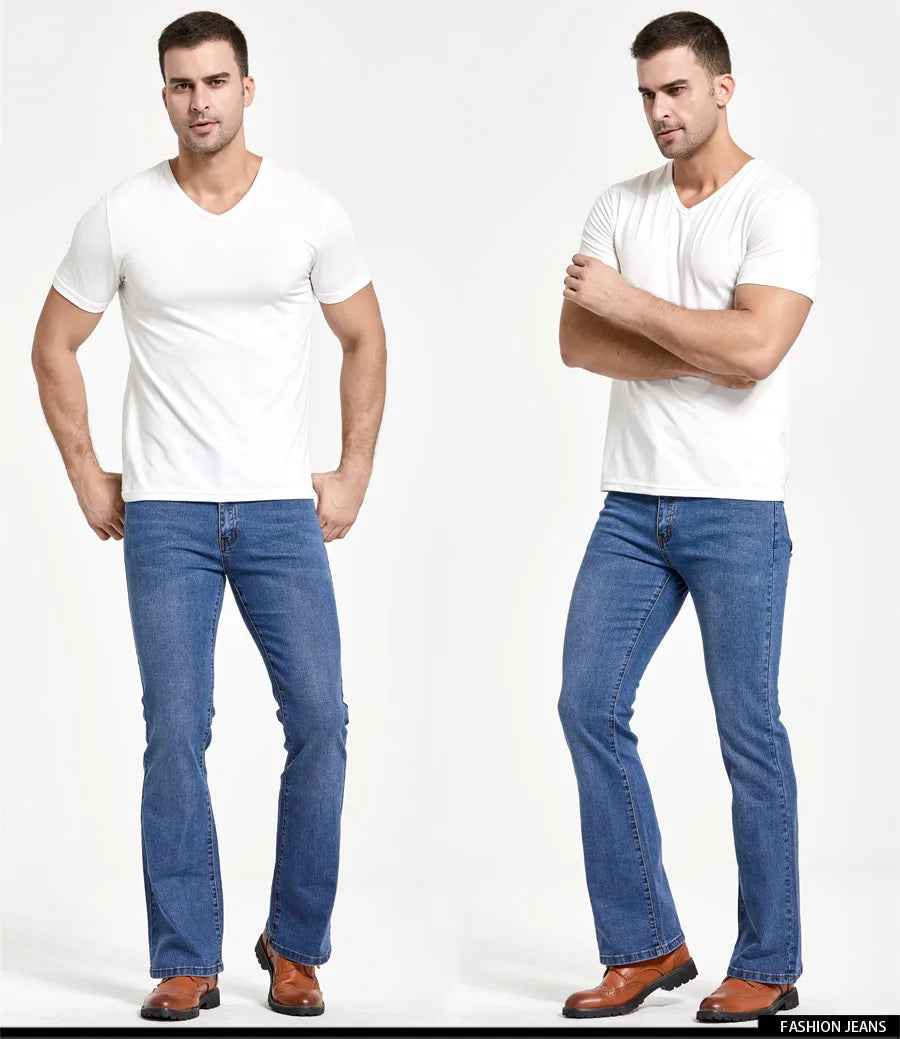 Jeans Da Uomo Con Taglio A Stivale Slim Fit Blu Neri Elasticizzati Denim Classici Firmati