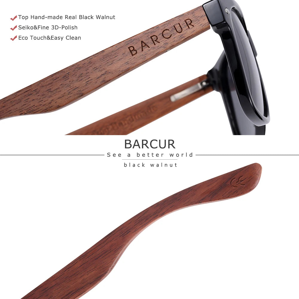 Occhiali Da Sole In Legno BARCUR Uomo Polarizzati UV400 Protezione Totale Scatola Originale