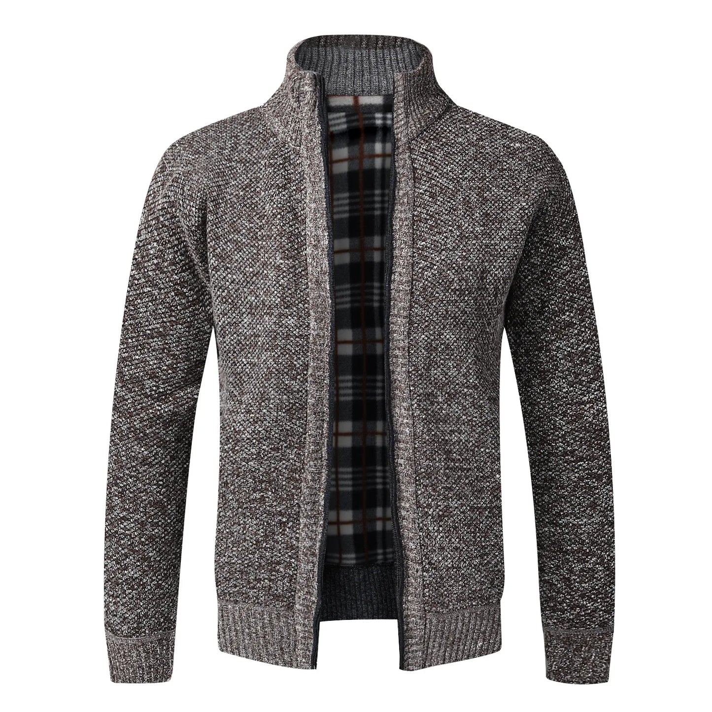 Cardigan Da Uomo In Pile Caldo Con Cerniera Slim Fit Lavorato A Maglia Premium Per Inverno Elegante