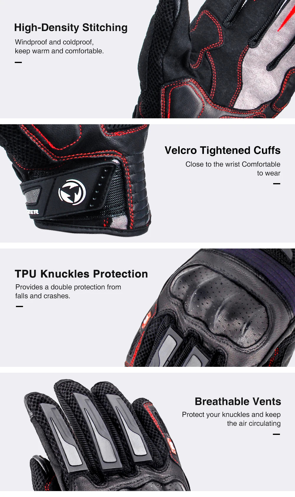 Guanti Estivi Lexin da Uomo per Moto Traspiranti Protezione Mani Design Touchscreen Equitazione Ciclismo