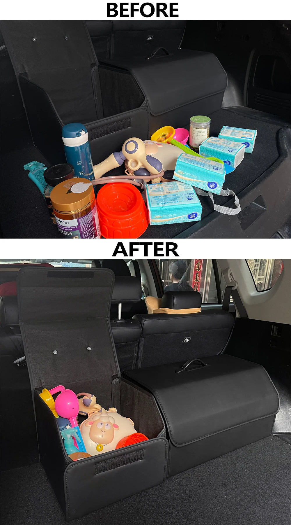 Scatola Portaoggetti In Pelle PU Pieghevole Per Bagagliaio Auto Organizzatore Interno Riporre Accessori Auto