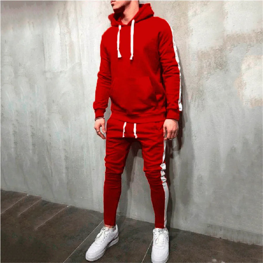 Set Allenamento Uomo 2 Pezzi Tuta Sportiva Autunno 2024 Felpa Con Cappuccio Pantaloni Running