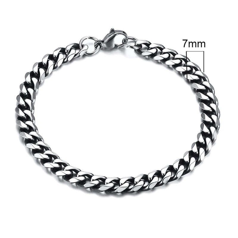 Bracciale Uomo Miami Curb Catena Grossa 3 A 11 Mm In Acciaio Inossidabile Cinturino Cubano Punk Classico