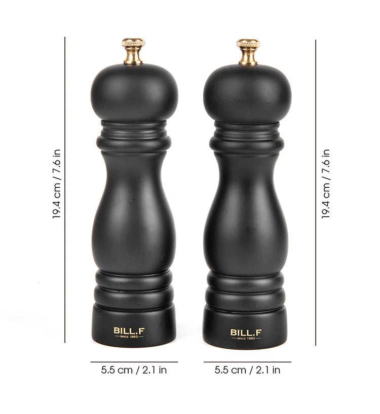 Set Da 2 Pezzi Macinapepe E Salino In Legno Con Rotore In Ceramica Regolabile Da 7 Pollici