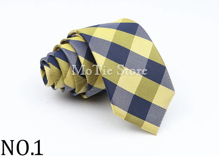 Nuova Cravatta Scozzese Jacquard Da 6 Cm Per Uomo Classiche A Quadri In Poliestere