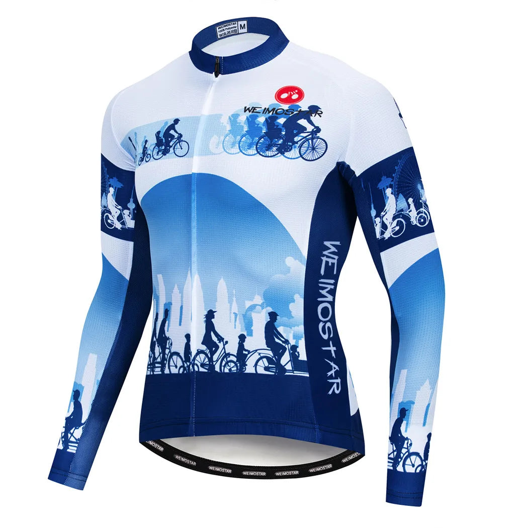 Weimostar Maglia Ciclismo Uomo Manica Lunga Autunno MTB Strada Traspirante Con Tasche Abbigliamento Per Bicicletta