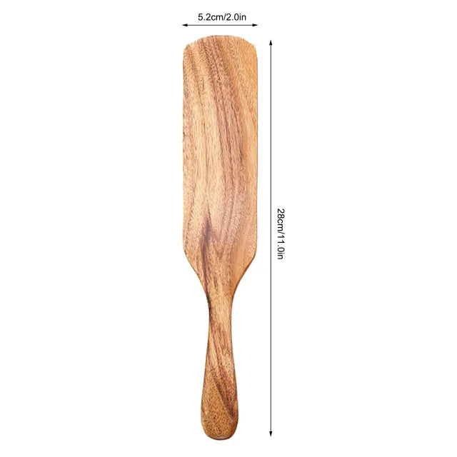 Set Da 5 Pezzi Di Spatole Scanalate In Teak Naturale Per Mescolare Utensili Da Cucina In Legno Resistente Al Calore