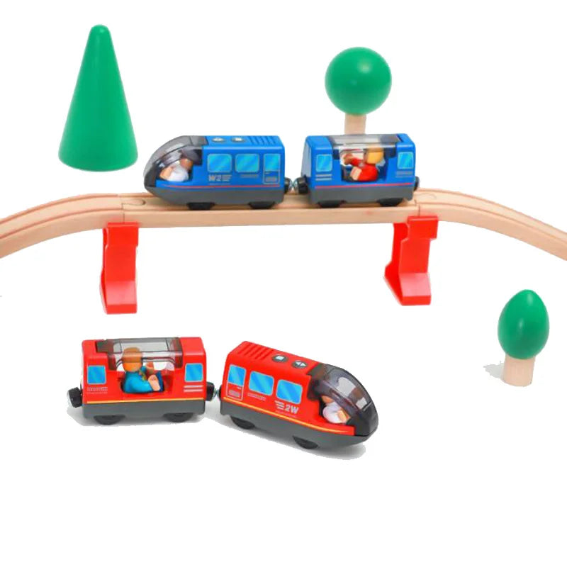Set Trenini Elettrici Per Ferrovia In Legno Pista Del Treno Regalo Di Natale Per Bambini