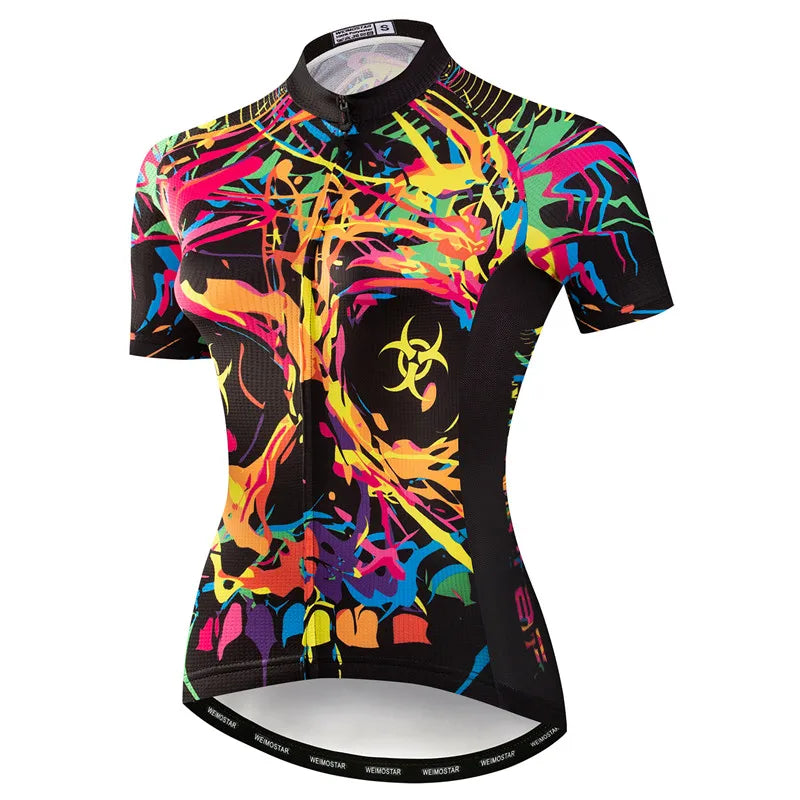 Weimostar Pro Maglia Da Ciclismo Donna Skull Traspirante Con Tasche Riflettente Quick Dry Estate MTB