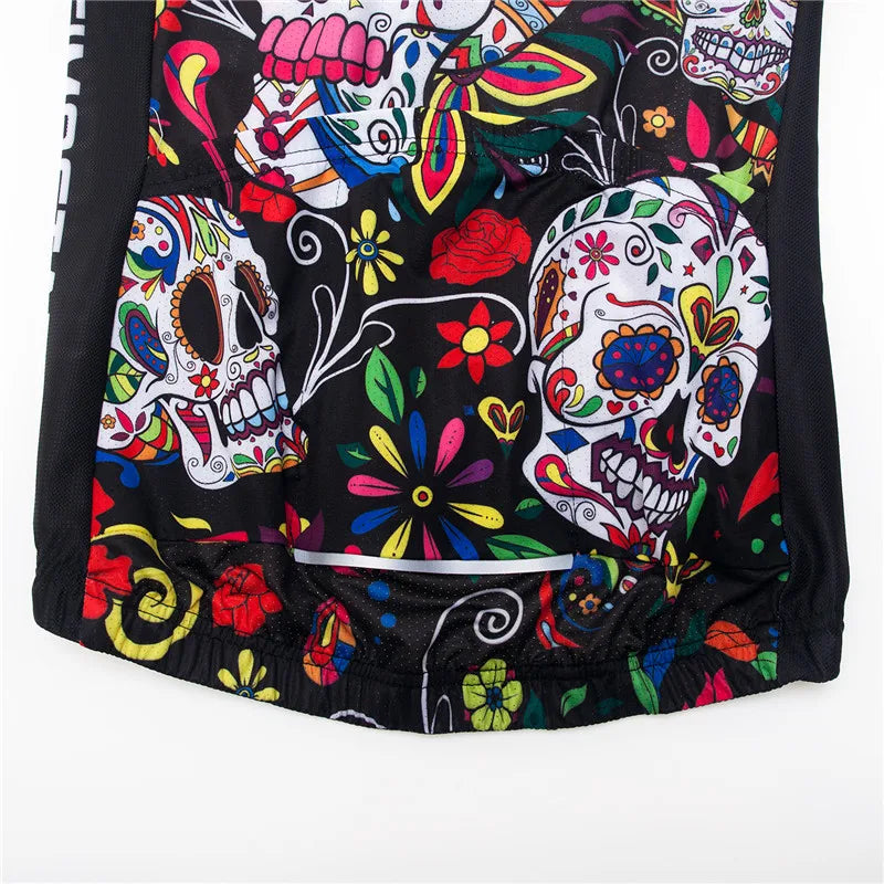 Weimostar Pro Maglia Da Ciclismo Donna Skull Traspirante Con Tasche Riflettente Quick Dry Estate MTB