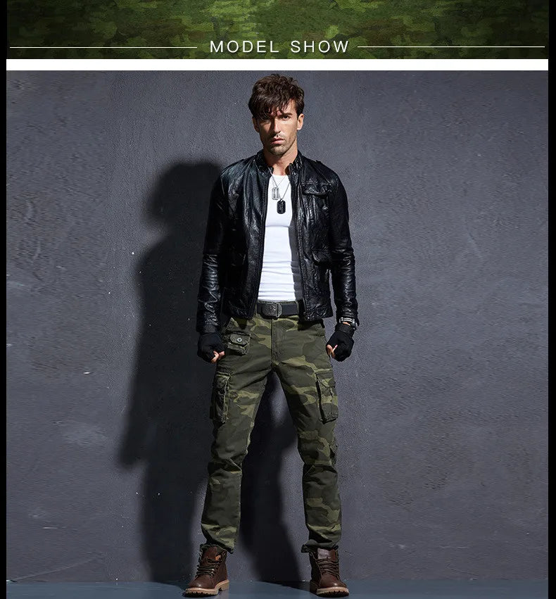 Pantaloni Cargo Uomo Mimetici Con Tasche Molteplici Pantaloni Larghi Casuali In Cotone