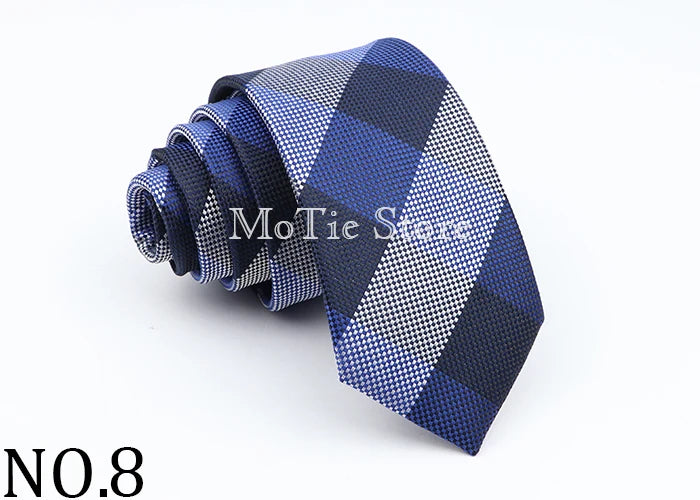 Nuova Cravatta Scozzese Jacquard Da 6 Cm Per Uomo Classiche A Quadri In Poliestere