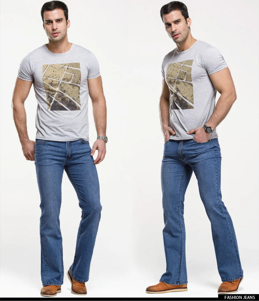 Jeans Da Uomo Con Taglio A Stivale Slim Fit Blu Neri Elasticizzati Denim Classici Firmati