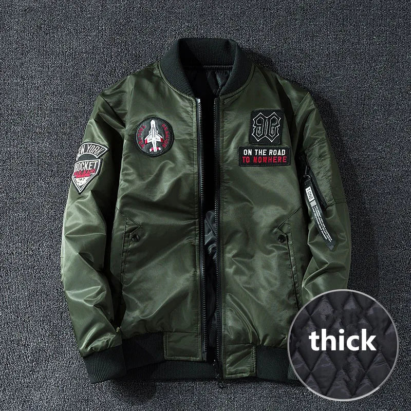 Giacca Bomber Invernale Da Uomo Reversibile Con Distintivo E Tasche Doppio Lato Per Motociclista Autunno