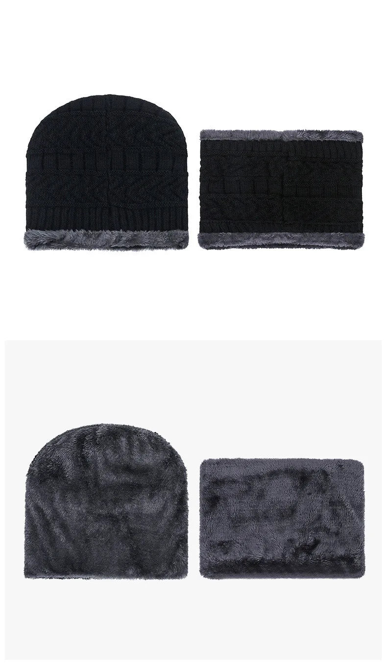 Set Invernale Cappello A Cuffia Unisex Lana Lavorata A Maglia Con Sciarpa Passamontagna Maschera