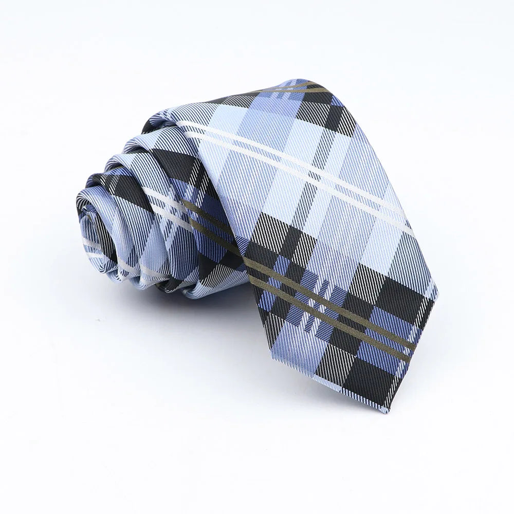 Nuova Cravatta Scozzese Jacquard Da 6 Cm Per Uomo Classiche A Quadri In Poliestere