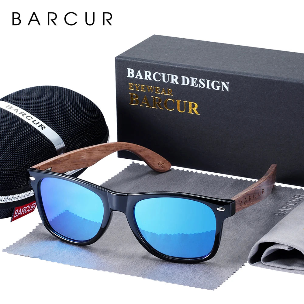Occhiali Da Sole In Legno BARCUR Uomo Polarizzati UV400 Protezione Totale Scatola Originale