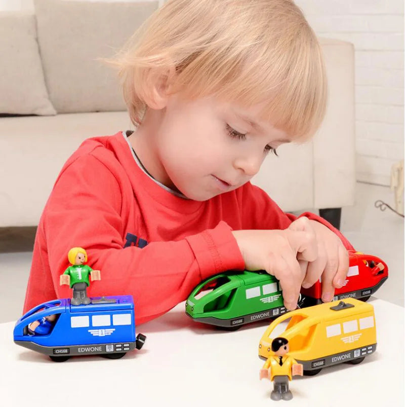 Set Trenini Elettrici Per Ferrovia In Legno Pista Del Treno Regalo Di Natale Per Bambini