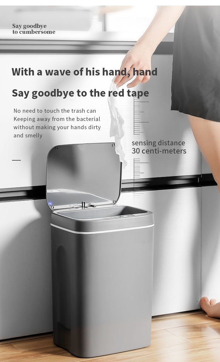 Bidone Spazzatura Elettrico 16 Litri Con Sensore Automatico Touchless Cucina Bagno Impermeabile Coperchio