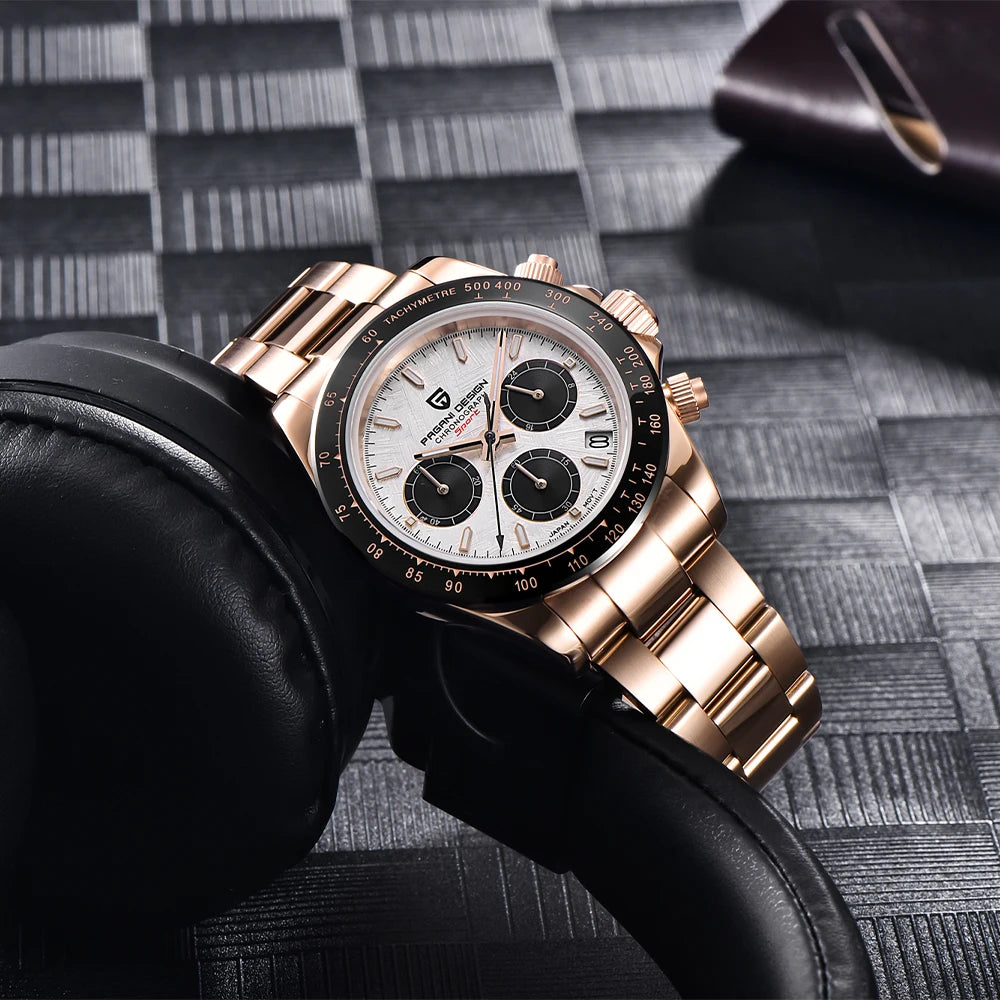 Pagani Design PD 1644 Orologio Da Uomo Con Quadrante Meteoritico E Vetro Zaffiro Quarzo 100M Cronografo