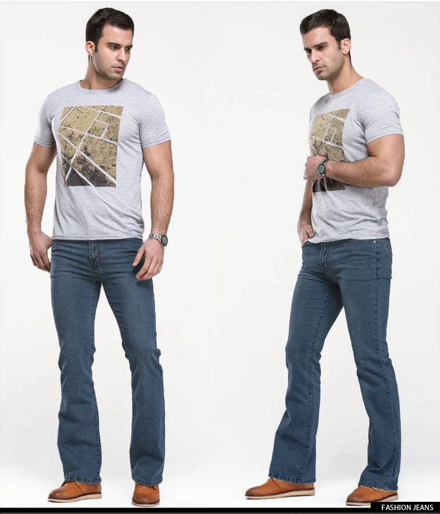 Jeans Da Uomo Con Taglio A Stivale Slim Fit Blu Neri Elasticizzati Denim Classici Firmati