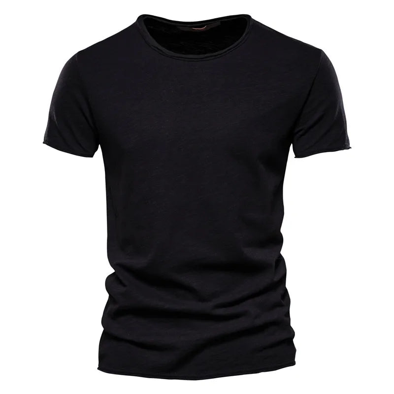 Maglietta Uomo Cotone 100 Percento Con Scollo A V Slim Fit Colore Solido Manica Corta