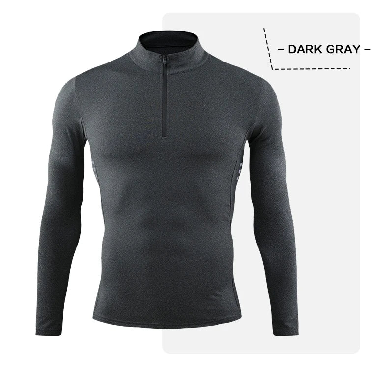 T Shirt Sportiva Da Uomo Manica Lunga Per Palestra E Corsa In Compressione Abbigliamento Sportivo Zip Pullover Rashguard