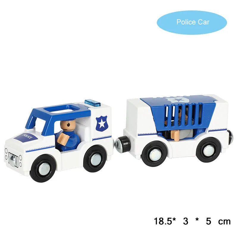 Nuovo Treno Magnetico Per Bambini Con Camion Pompieri Ambulanza Polizia Compatibile Brio In Legno