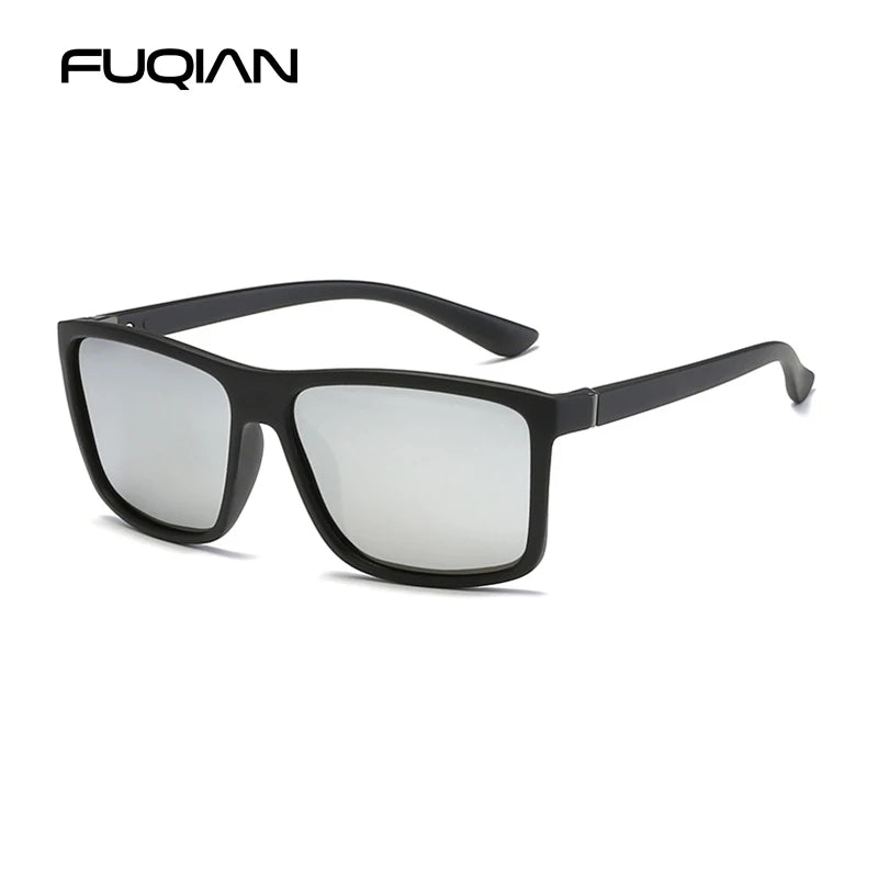 Occhiali Da Sole Polarizzati Quadrati Neri Classici Da Uomo Blu A Specchio Moda Unisex Vintage UV400