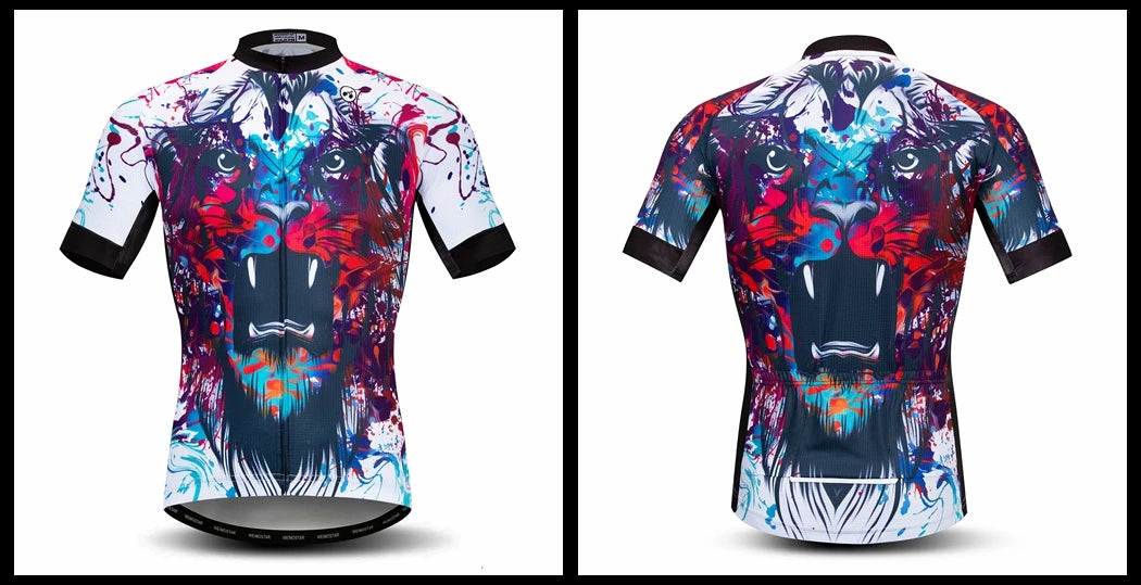 Jersey Da Ciclismo Uomo Skull Traspirante Estate Quick Dry Anti Sudore Riflettente Con Tasche MTB