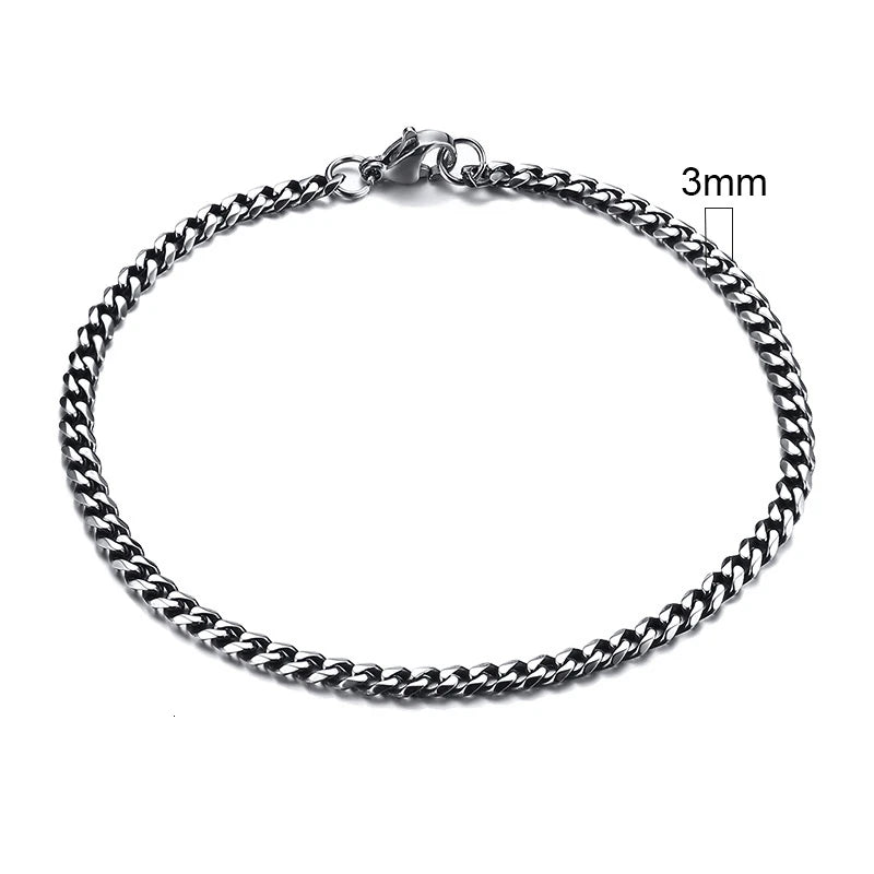 Bracciale Uomo Miami Curb Catena Grossa 3 A 11 Mm In Acciaio Inossidabile Cinturino Cubano Punk Classico