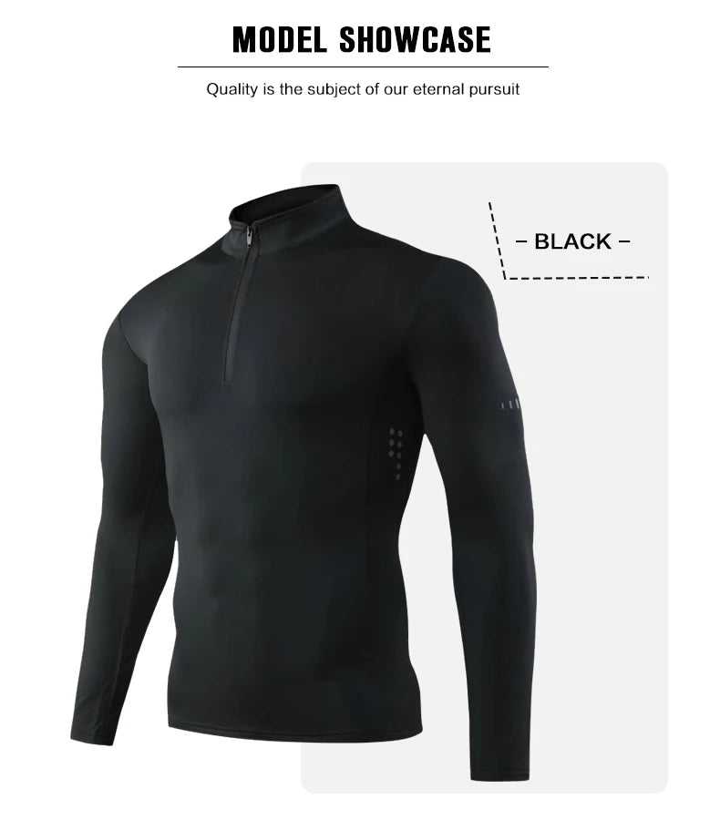 T Shirt Sportiva Da Uomo Manica Lunga Per Palestra E Corsa In Compressione Abbigliamento Sportivo Zip Pullover Rashguard