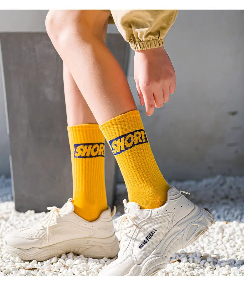 Calzini A Tubo Unisex Multicolore Traspiranti Con Alfabeti Per Sport Hip Hop Street Coppie