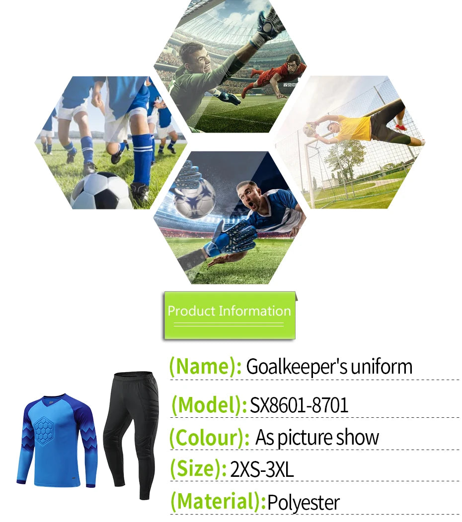 Nuova Uniforme Da Calcio Allenamento Uomo Portiere Maglia Da Calcio Per Bambini Set Pantaloni Protettivi In Poliestere