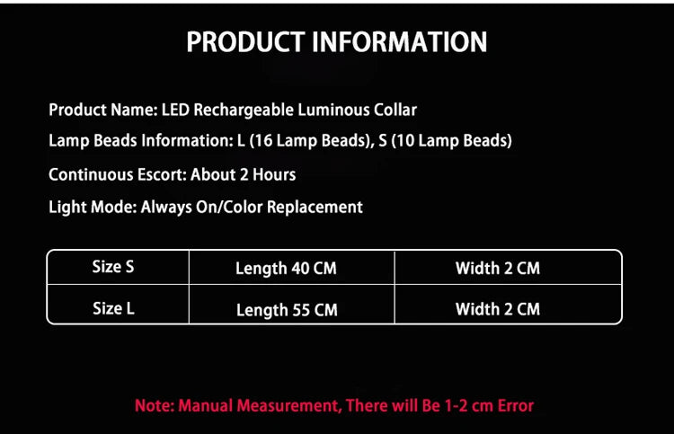 Collare Per Cani LED Ricaricabile USB Lampeggiante Luce Di Sicurezza E Visibilità Per Animali Domestici