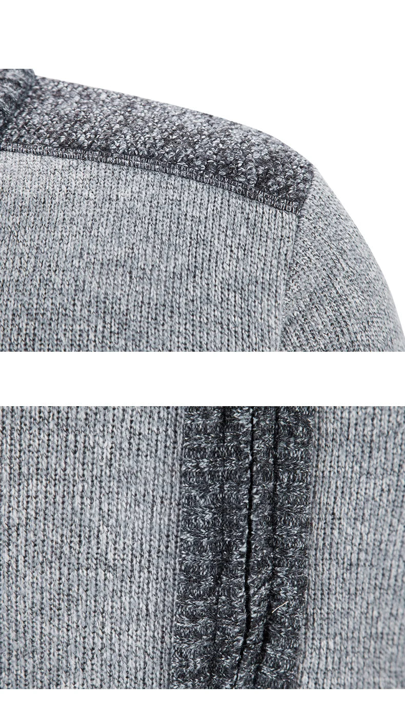 Nuovo Cardigan Patchwork Da Uomo Slim Fit Con Collo Coreano Caldo E Lavorato A Maglia Giacca Invernale