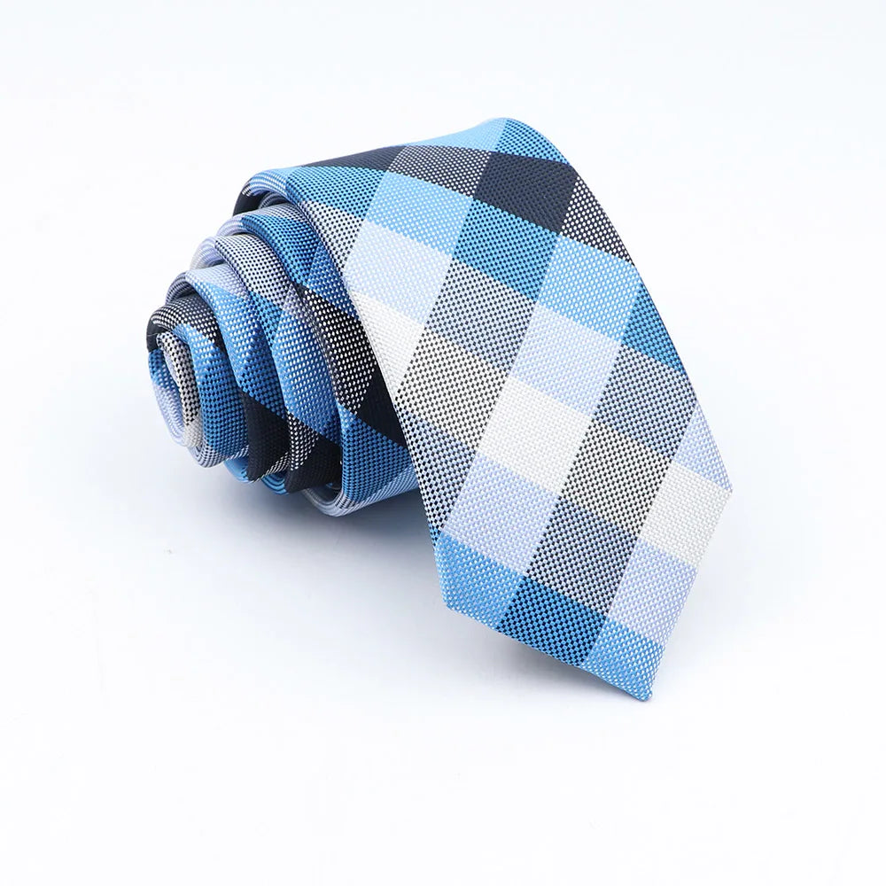 Nuova Cravatta Scozzese Jacquard Da 6 Cm Per Uomo Classiche A Quadri In Poliestere