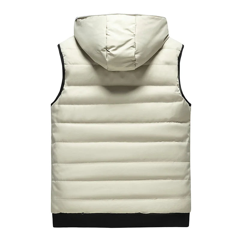 Gilet Reversibile Da Uomo Imbottito Senza Maniche In Cotone Con Cappuccio E Colletto Mandarino 2 In 1 Parka VT 276