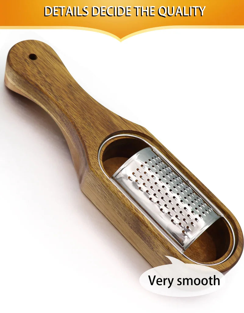 Grattugia Per Formaggio In Acciaio Inossidabile Con Manico Rimovibile In Legno Di Acacia Jaswehome
