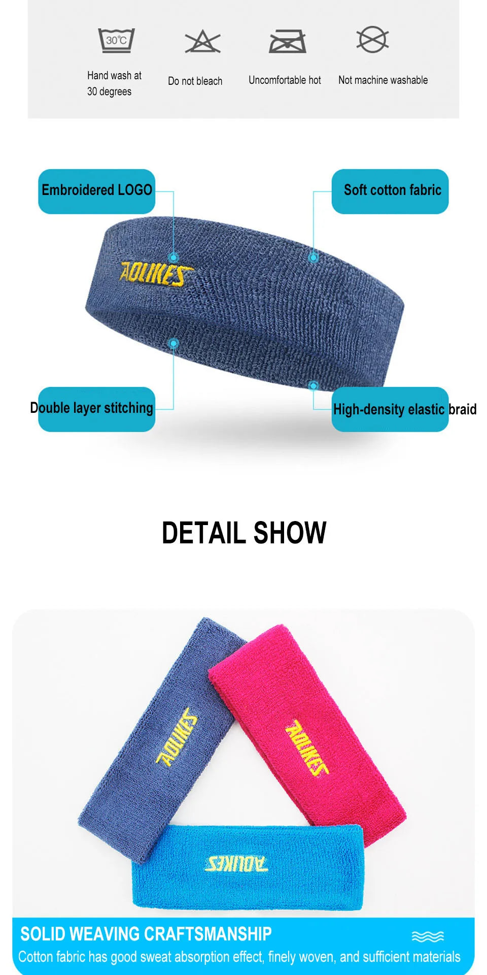 Fascia Sudore In Cotone Alta Qualità Unisex Per Yoga Tennis Pallavolo Fronte Asciutta Comfort Duraturo